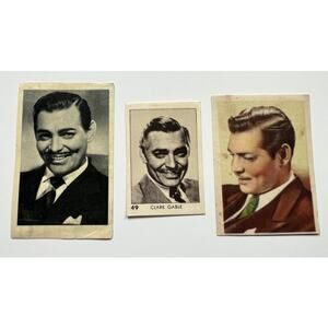 3 RARE 1930s 1940s Clark Gable Cards Gone with the Wind, Misfits, Mutiny Bounty